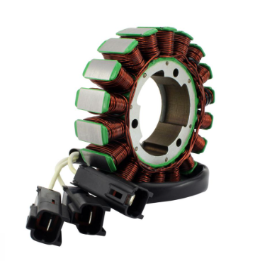 Generator stator for Polaris RZR 900 XP by DGT Agri, copper windings with green tips and dual connectors