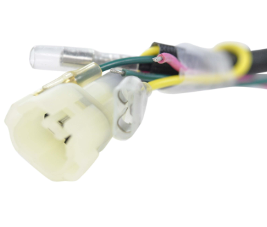 High-output stator wiring connector for Honda TRX90 ATV, white plastic plug with multicolor wires