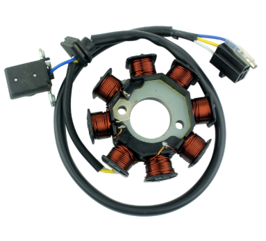 Generator stator for Kawasaki KFX50 Youth ATV, copper windings with wiring harness.