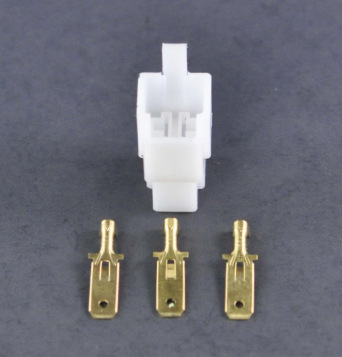 Generator stator connector kit for Kawasaki KLF300 Bayou A ATV, white plug with three brass terminals