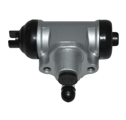Brake cylinder for Kawasaki Mule 600/610 (2005–2009) with silver body and black end caps