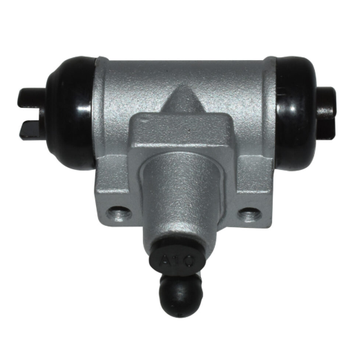 Brake cylinder for Kawasaki Mule 600/610/SX (2010–2018), silver aluminum body with black end caps.
