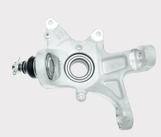 Steering Knuckle Yamaha YFM550/700, silver metal with bearing and ball joint boot