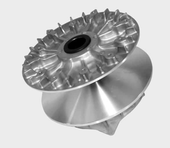 Clutch housing for CF Moto CF450/CF500, finned aluminum silver finish