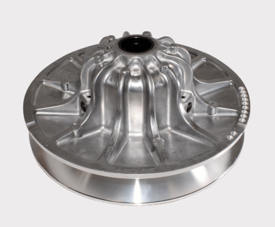 Secondary driven clutch for Polaris Ranger 902/XP 1000, metallic silver finish.