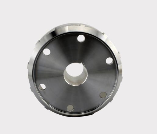 Flywheel for Yamaha Grizzly 700 / Rhino 700, DGT Agri, metallic steel with central bore and mounting holes.