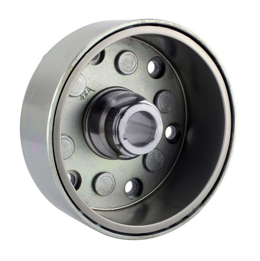 Flywheel for Yamaha YFZ450 (2004-2013) by DGT Agri; metallic steel with central hub and bolt holes