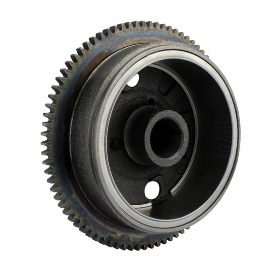 Flywheel for Polaris 400/450/500 by DGT Agri, metallic gear wheel with central bore and mounting holes