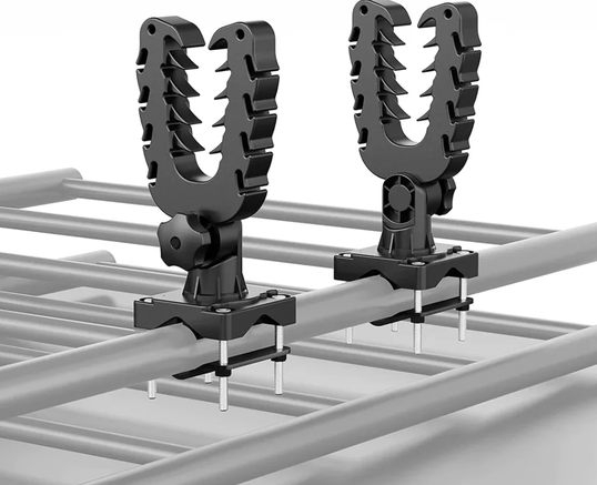 Pair of Gun rack Graspur Single clamps for Can-Am Outlander ATV, black metal, by DGT Agri