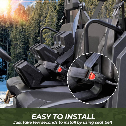 Gun Holder Rack for Universal UTV, black dual holsters mounted to seat with straps
