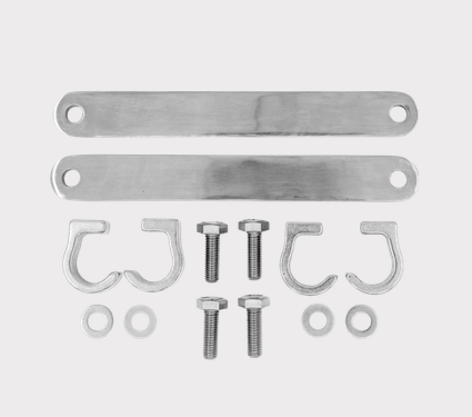 Mounting Kit Standard – Trax QuadGuard by DGT Agri; two metal mounting bars, four U-brackets, bolts and washers.