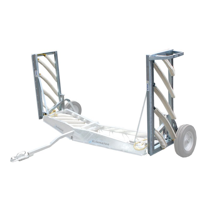 DGT Agri C-Dax Eliminator Winged Upgrade Kit, 2.3m–4.3m, metal frame with white hoses and wheels.