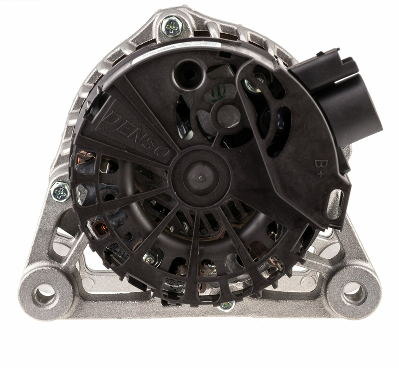 Denso alternator, 14V 90A, silver housing with black front cover, for Citroën/Peugeot/Mitsubishi