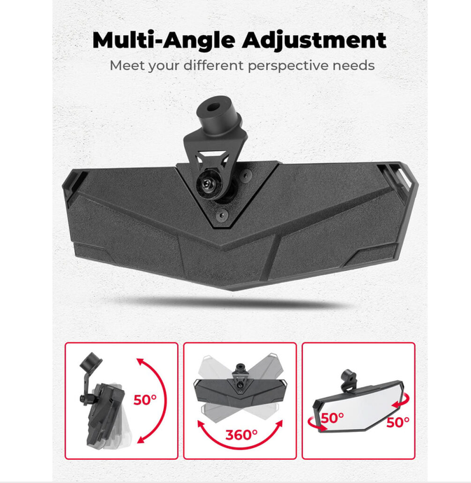 Centre rear view ATV mirror for CFMoto UForce 950 / ZForce 950 by DGT Agri, multi-angle adjustable.