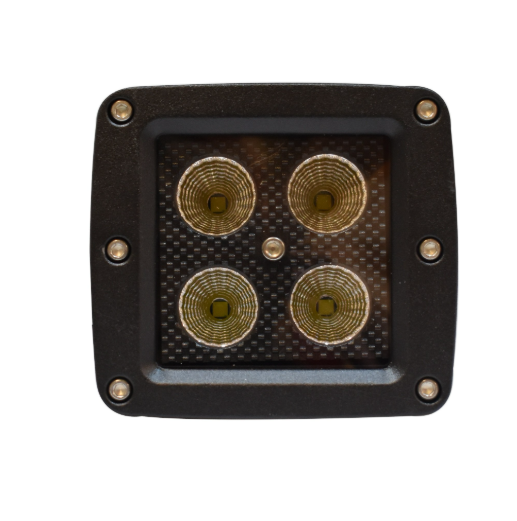 Hyper LED Flood Light 20W 12V, black square housing with four LEDs, DGT Agri