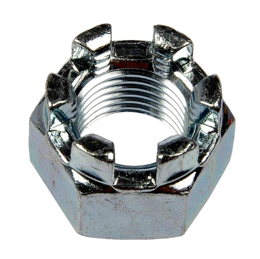 Slotted hex nut M10 x 1.25, zinc-plated metal; pack of 10