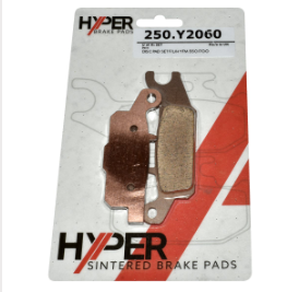 Front left-hand disc brake pad set for Yamaha YFM550/YFM700 ATVs, Hyper sintered brake pads in copper color