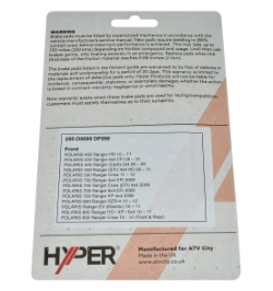 Front Disc Brake Pad Set for Polaris ATV/UTV in Hyper packaging by ATV City