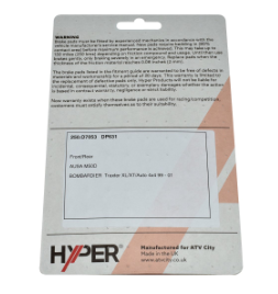 Brake pad set for Bombardier Traxter 500/Ausa M50D; front and rear disc pads; Hyper packaging for ATV City