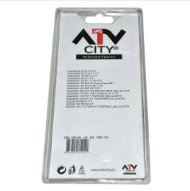 Front Right-Hand Disc Brake Pad Set by ATV City in blister-pack packaging