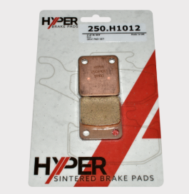 Hyper front disc brake pads, sintered 2-piece set with copper-colored friction material