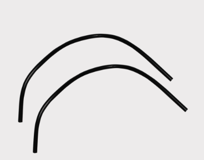Carburetor hoses for ATV: two black curved hoses shown