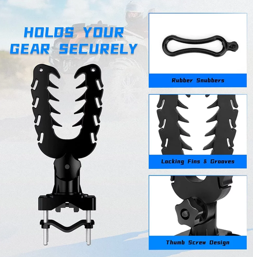 Gun Rack Graspur Single for Can-Am Outlander, black metal with rubber snubbers and thumb screw design