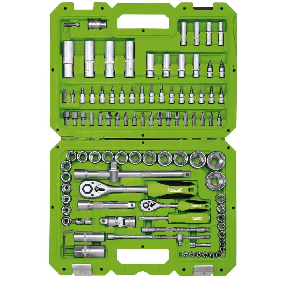 Draper HI-TORQ® 100-Piece Professional Tool Kit | 1/4" & 1/2" Drive, with 72-Tooth Ratchets