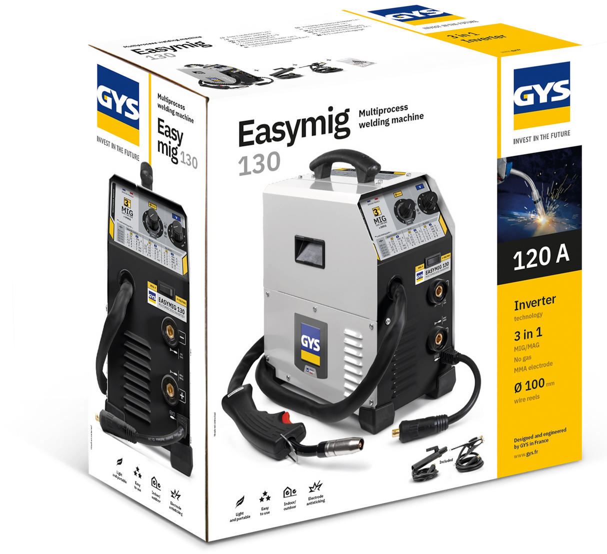GYS EasyMIG 130 welder, multiprocess with accessories