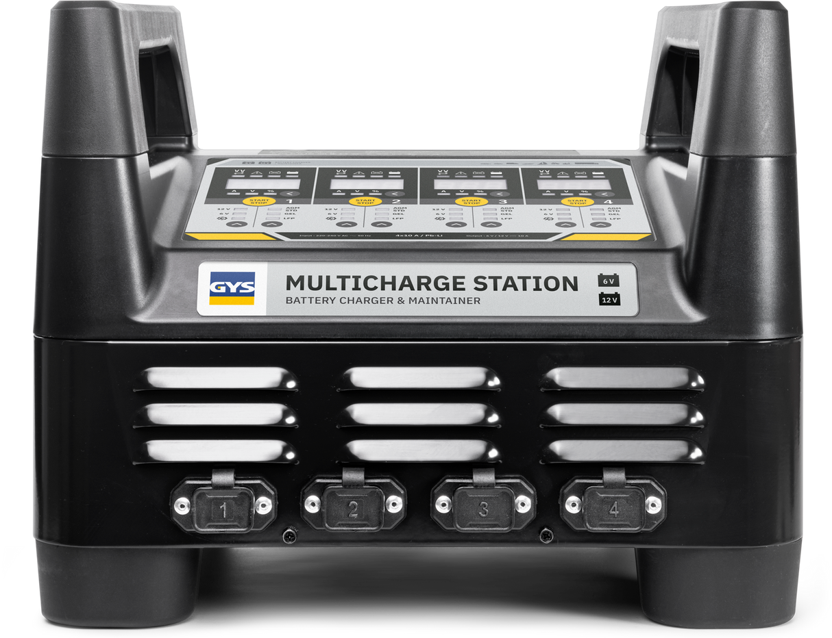 GYS Multicharge Station 4x10A four-channel battery charger, supports lead-acid & lithium, black