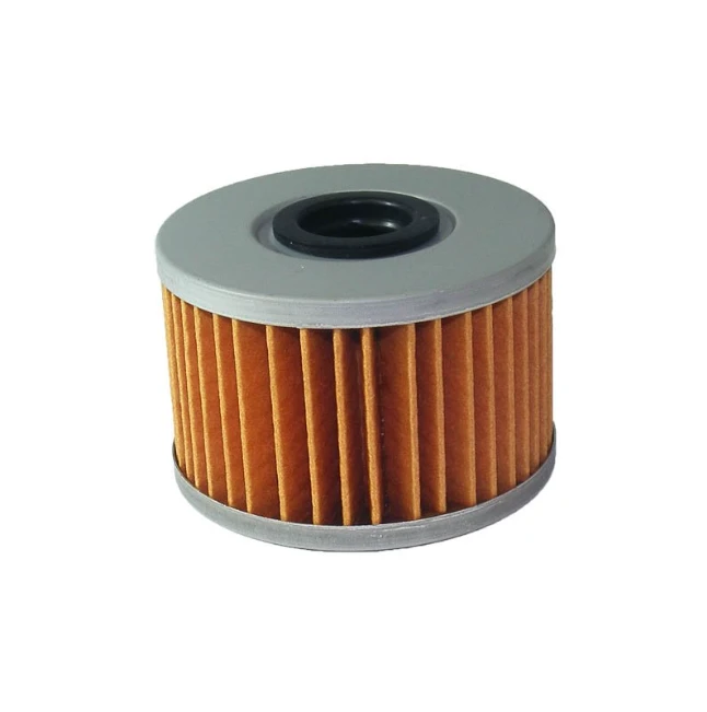 Oil filter for Honda ATVs by ATV City; orange pleated paper with gray end caps