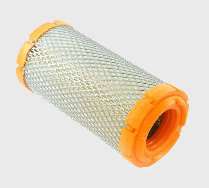 Air filter for Kawasaki Mule Diesel, cylindrical mesh with orange end caps.