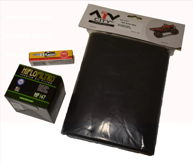 ATV City Yamaha YFM700 Kodiak service kit for 2016-2024 with black pouch, NGK spark plug and Hiflofiltro oil filter