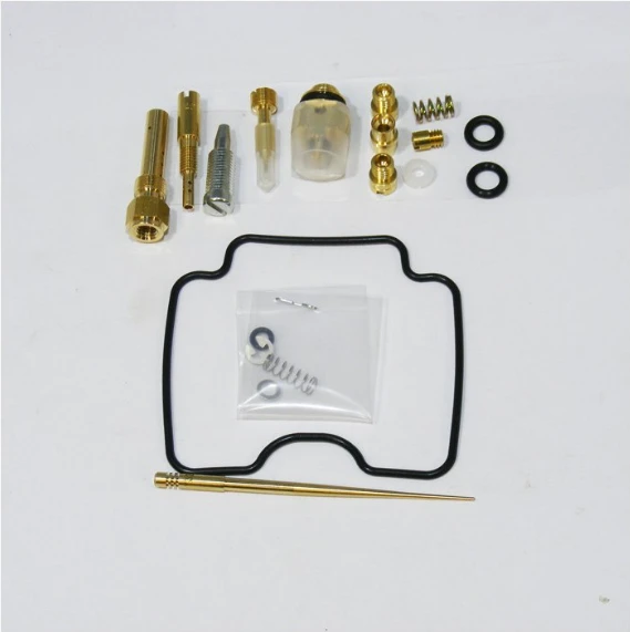 Carburetor rebuild kit for Yamaha YFM 660 Grizzly ATV (2002–2005) with rubber top float valves and brass components.