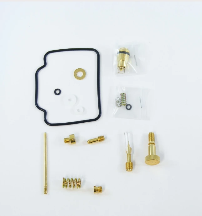 Carburetor rebuild kit for Yamaha YFM250 ATV (1999–2004); brass fittings, rubber gaskets, and springs