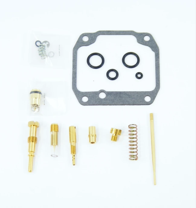 Carburetor rebuild kit for Suzuki LT160E 1991–2000 by ATV City; rubber-top float valves, plated body