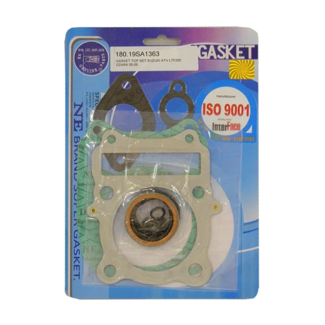 Top End Gasket Kit for Suzuki LT-F250 Ozark ATV City; blue blister-pack with gaskets and ISO 9001 label