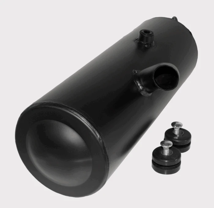 Black muffler kit with 2 mounting bolts for Polaris Sportsman 400/450/500/570 and Hawkeye, bolt-on exhaust.