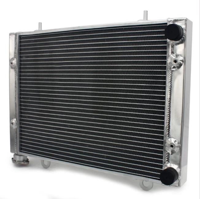 Radiator replacement for Polaris Ranger 400, 500, 570, 700, 800, 900 UTVs; aluminum core with black fins