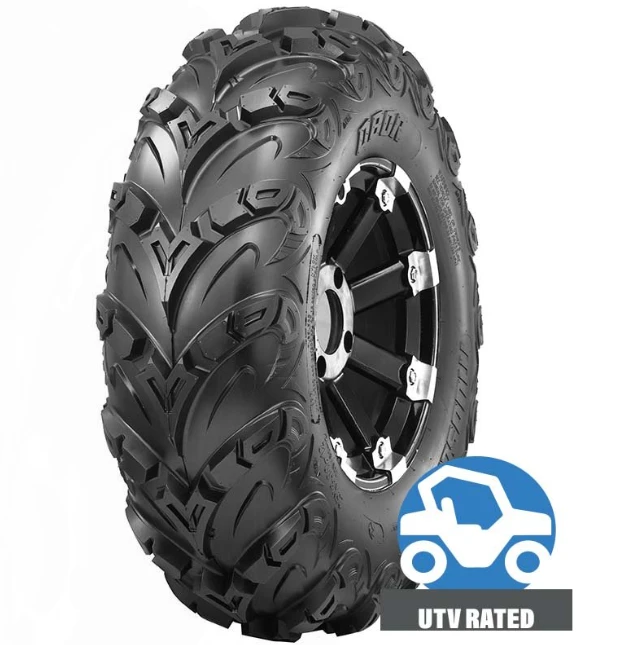 Obor WU06 Mudsling ATV Tire, 24x10x12, 8-ply, black mud-terrain tread