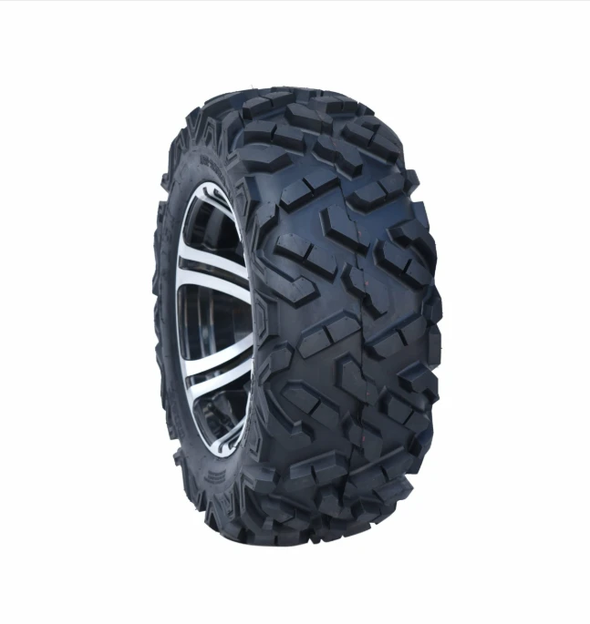 Forerunner Atlas 27x11x12 ATV tire with aggressive knobby tread on a silver alloy wheel