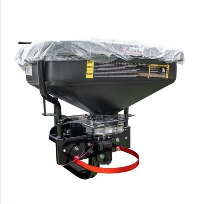 Fimco 2.2 cu ft dry material spreader on 2" receiver mount with rain cover for ATV/UTV