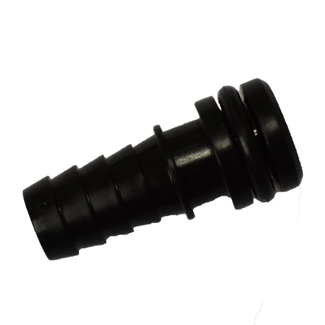 Flojet hose barb adapter for pumps, black plastic, barbed fitting