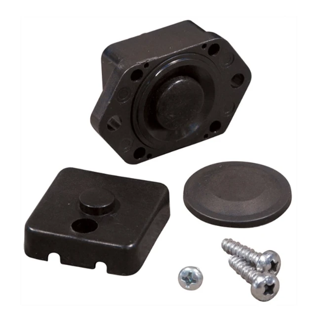 Fimco 4-piece pressure switch replacement kit, black plastic with gasket, cap, and screws for sprayer and ATV systems