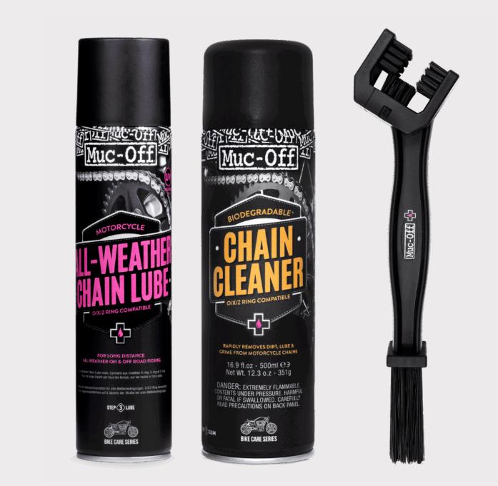 Muc-Off Motorcycle And ATV Chain Care Kit All Weather Chain Cleaner Lube And Chain Brush