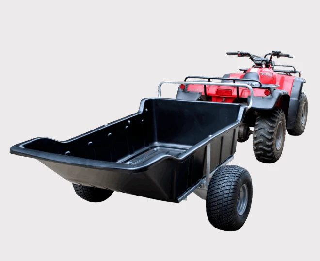 Hyper ATV trailer, 680kg capacity, heavy-duty hauler with optional greedy boards, black bed