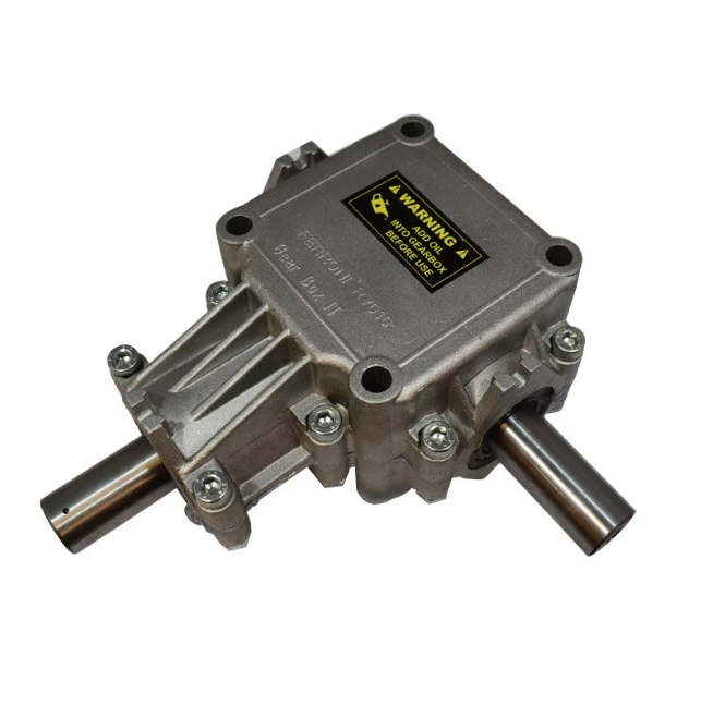 C-Dax C-Dit300 spreader gearbox, Ferroni RV10, metallic gray with warning label and dual shafts.