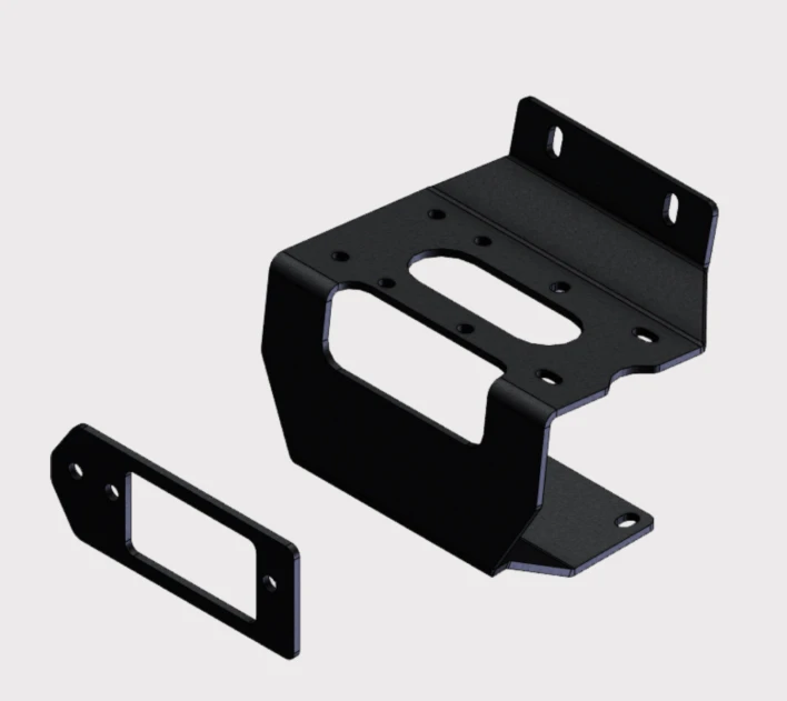 KFI winch mount for Honda Pioneer 1000/1000-5 (2016–2024), black steel two-piece bracket set with mounting plate