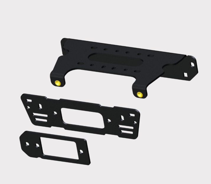 KFI winch mount kit for Polaris Ranger Diesel 4x4 UTV; black steel, set of 3 mounting brackets