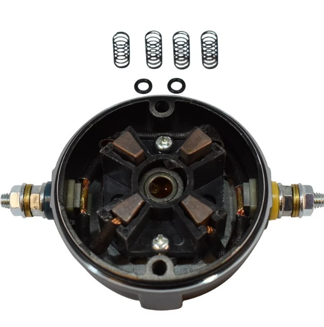 KFI Winch Motor End Cap Stealth A Series for 2000/2500/3000 lb winches; black housing, copper windings, springs